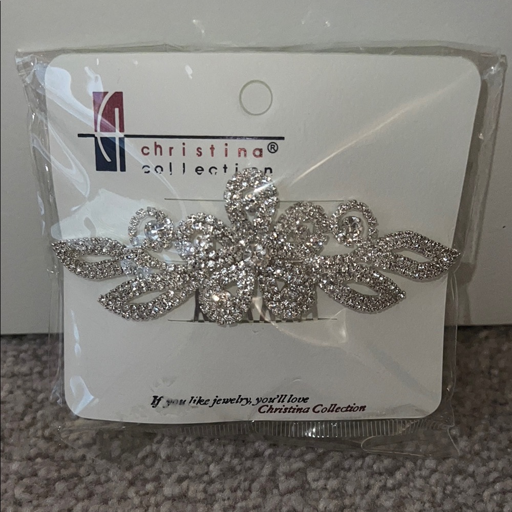 Christina Collection Silver Hair Clip bride hair comb wedding hair accessory